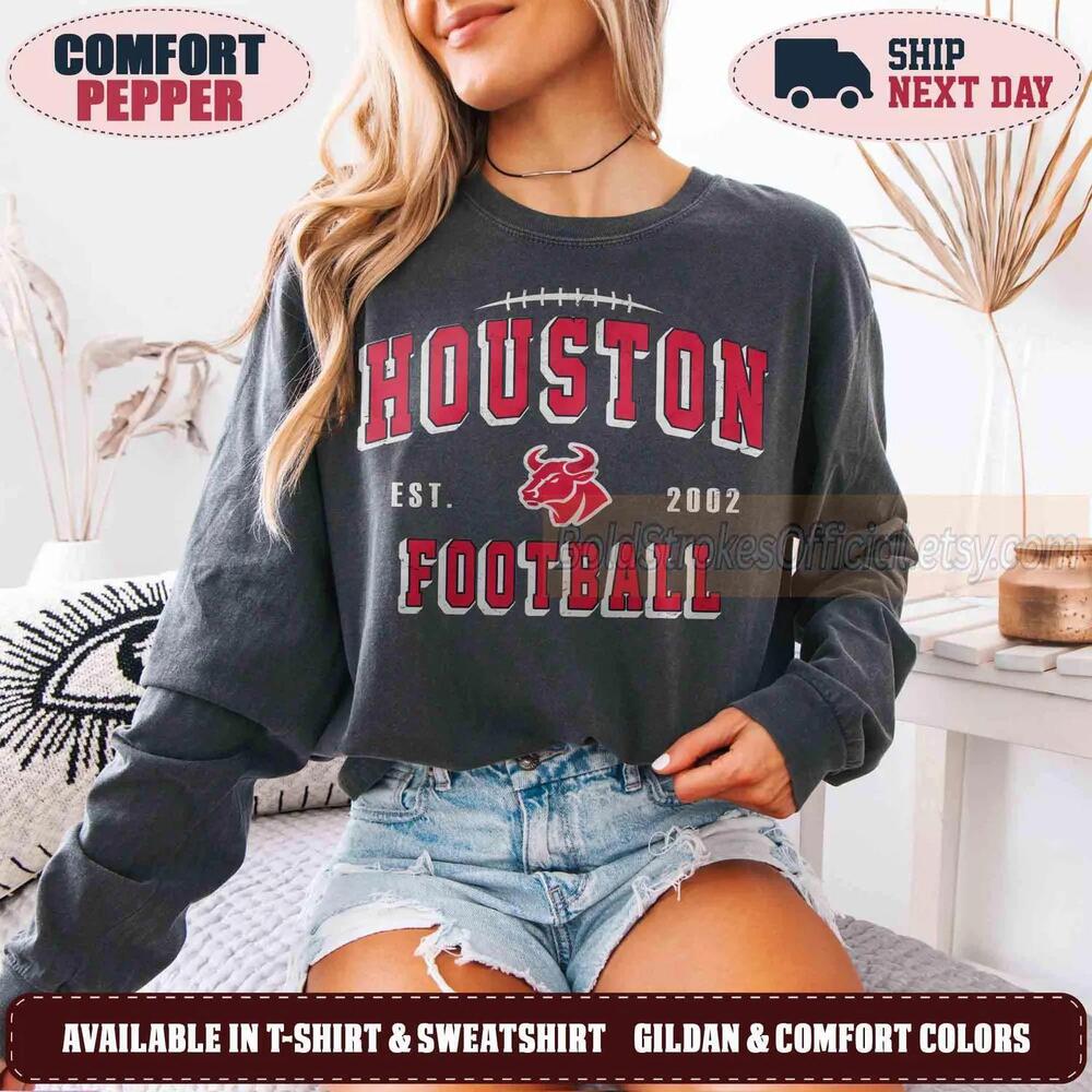 Houston 90s Retro Graphic Oversized Game Day Fan Sweatshirt HTXv92